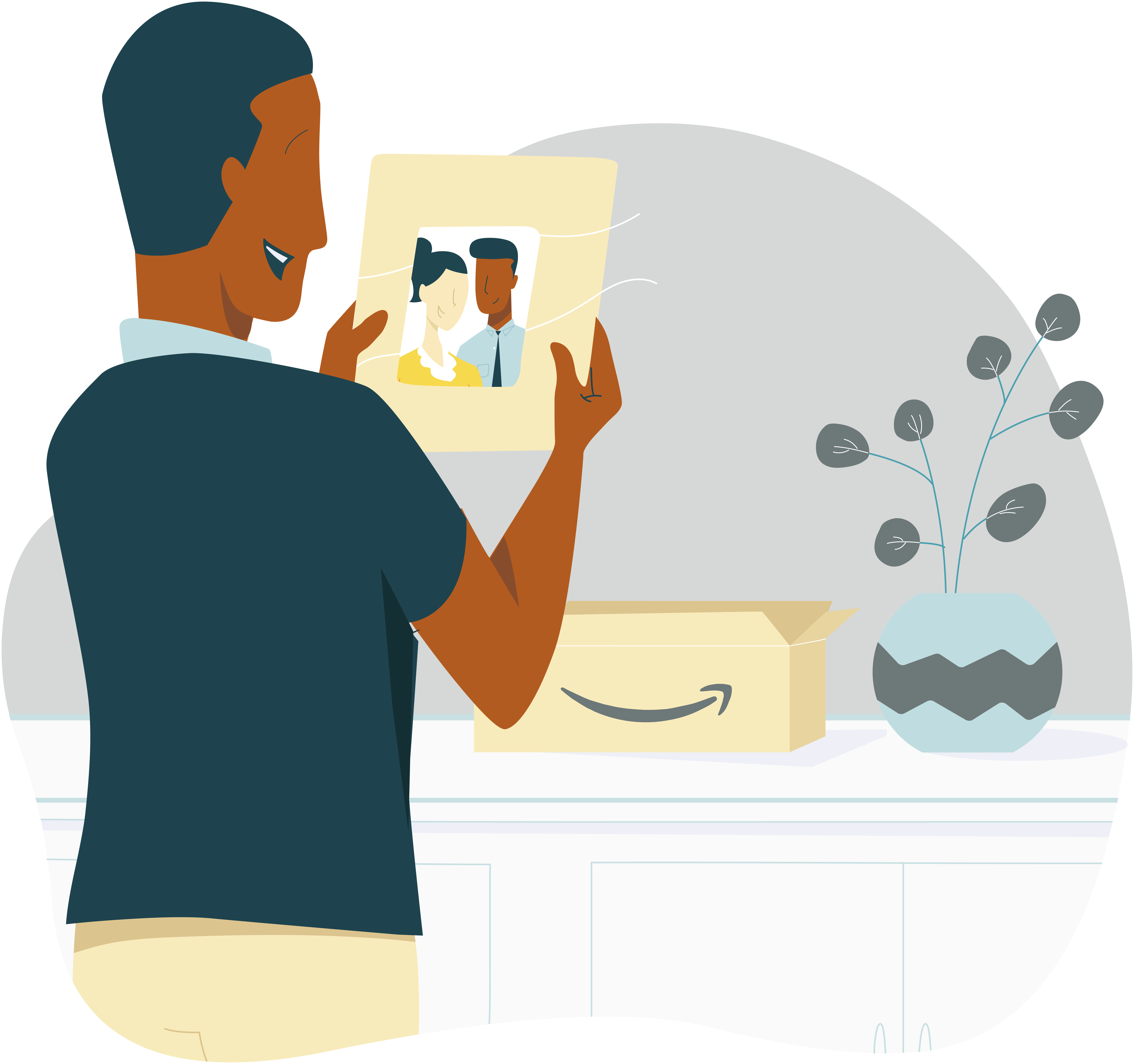 Man holding a custom picture frame